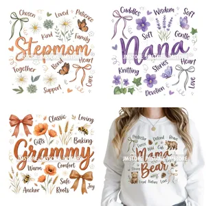 Pegatinas DTF Termoadhesivas Lavables de Moda con Frases de Amor para Mamá, Diseño Floral Coquette, Listas para Planchar en Ropa, para el Día de la Madre - Product Image 1