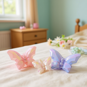 Pince à cheveux papillon Kt 8,5 cm en plastique, accessoire de mode pour femme, usage quotidien - Product Image 2