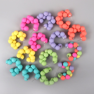 Pendientes de Aro <span class=keywords><strong>Grandes</strong></span> con Cuentas Exageradas de Color Verde Aguacate y Rosa Intenso, Estilo Dulce y Colorido para Mujer, Verano 2024 - Product Image 1