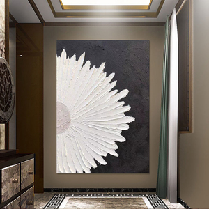 Dropshipping Màu Đen Và Trắng Dày Dao Kết Cấu Hoa Hình Ảnh Sơn Dầu Vải Lớn Acrylic Bắc Âu Acrylic Nghệ Thuật Làm Việc Trừu Tượng - Product Image 3