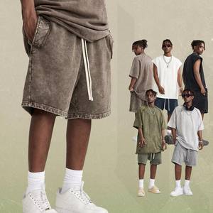 Shorts vintage surdimensionnés en coton 100% 380 g/m², respirants, écologiques, avec impression graphique personnalisée, vente en gros - Product Image 2