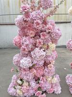 Arche de fleurs artificielle rose et jaune de haute qualité, faite à la main, 1,2 m + 1,5 m, pour la photographie de mariage