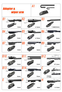 Balai d'essuie-glace universel en caoutchouc naturel de type U/J avec 19 adaptateurs disponibles, de 14 à 28 pouces, pour 98 % des véhicules, <span class=keywords><strong>prix</strong></span> d'usine - Product Image 6