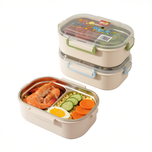 Stainless Steel <b>Lunch</b> <b>Box</b> 1-3L 2 <b>Compartments</b> With Lid Stackable Bpa Free Rectangle M Size - Product Image 1