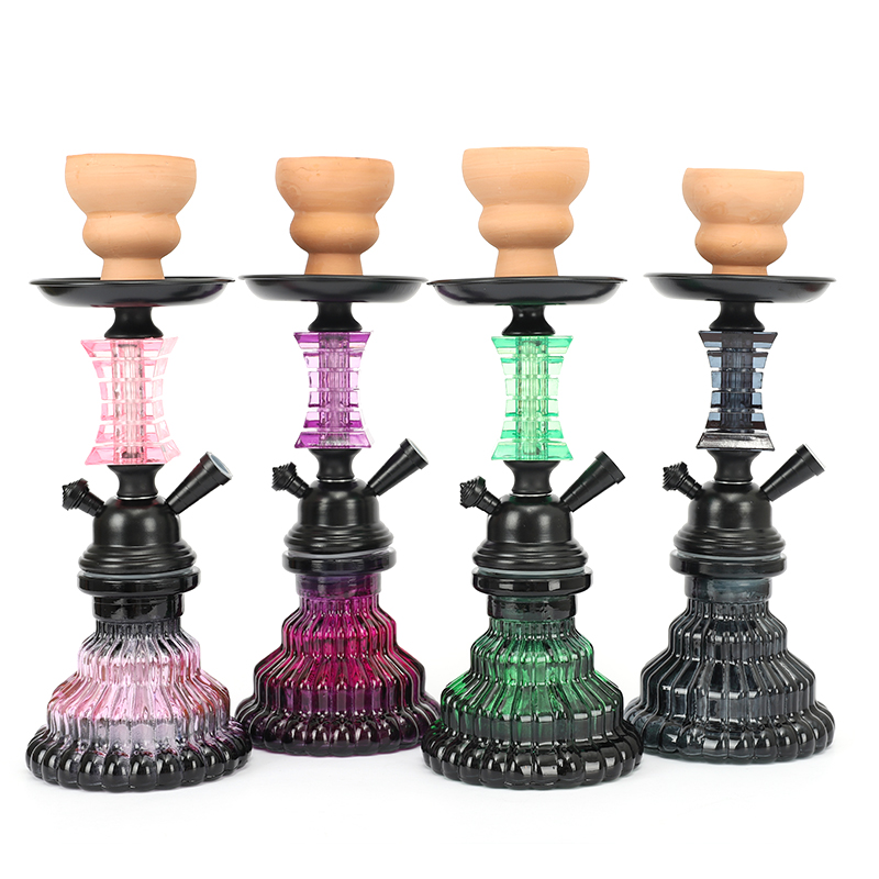 Mini narguilé caixa de shisha barata dupla cor, conjunto de narguilé pequena, garrafa de vidro descartável