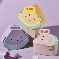 Boîte à lunch en plastique mignonne en forme de pastèque avec trois compartiments, compatible micro-ondes, portable pour les sorties printanières, conservation des fruits