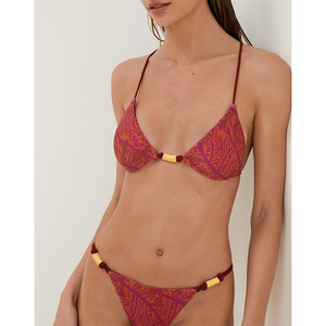 Ensemble bikini sexy femme couleur unie taille haute, maillot de bain deux pièces personnalisé, tenue de plage – Meilleures ventes - Product Image 5