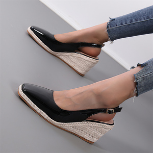 <span class=keywords><strong>Espadrilles</strong></span> décontractées pour femmes, chaussures à plateforme, escarpins à talons hauts, Singback bureau dames robe mode fête femmes sandales à talons compensés - Product Image 4