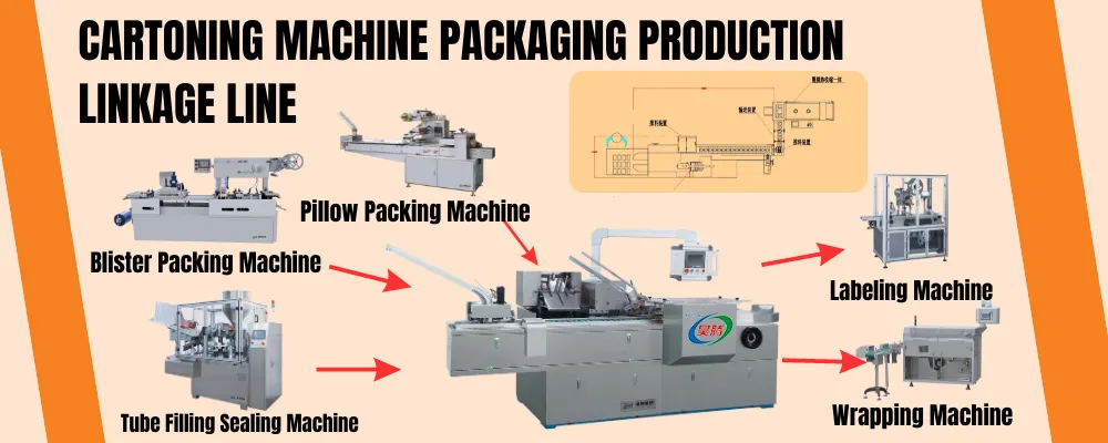 Mesin Cartoning kotak kosmetik kondom pakan otomatis mesin pembungkus kartoning dengan pengumpan