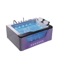 Baignoire de massage à remous en acrylique de luxe pour deux personnes avec système de surf puissant, baignoire double. Baignoire double.
