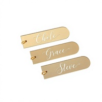 Marque-places en acrylique miroir, étiquettes cadeaux vierges en acrylique DIY, marque-places nominatifs avec pompons pour la décoration de table de mariage et de fête d'anniversaire