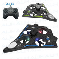 AiJH EPP Foam RC Avion Côté gauche et droit Vol Led Light Drone Headless Glider Avion Obstacle Avoidance RC Plane Mode