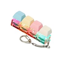 RGB Light-up Transparent Pressure Release Toy Mechanical Keyboard 4-key Illuminated Stress Relief Keycap Keyboard Keychain