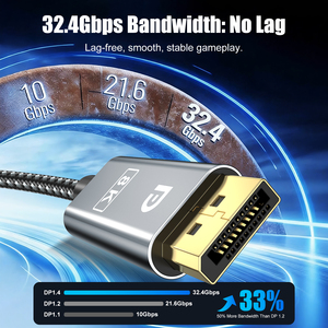 Câble <span class=keywords><strong>USB</strong></span> C <span class=keywords><strong>vers</strong></span> <span class=keywords><strong>DisplayPort</strong></span> 8K60Hz 4K144Hz, 32,4 Gbps, haute vitesse, Type C <span class=keywords><strong>vers</strong></span> DP, pour ordinateur portable de jeu, smartphone, moniteur HDTV - Product Image 2