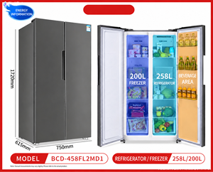 Refrigerador Side-by-Side de 436L, sin Escarcha, de 2 Puertas, Compacto, de Acero Inoxidable, Eficiente Energéticamente, Independiente, para el Hogar - Product Image 2