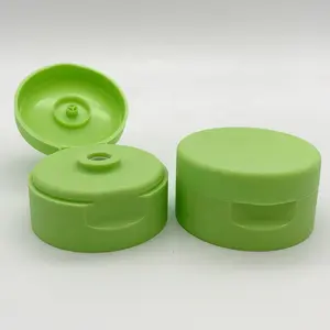 Válvula de silicona de doble pared, tapa superior abatible para botella exprimible, color verde, nuevo estilo, 32/400