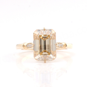 Anillo de Compromiso de Oro de 10K para Mujer con Moissanita Blanca de Corte Esmeralda de 3ct para Aniversario de Bodas - Product Image 2