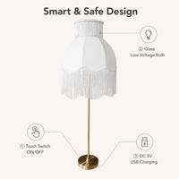 Lampe de table sans fil rechargeable à piles, abat-jour en tissu à franges de style victorien pour la décoration de table de mariage