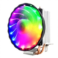 Refroidisseur de processeur Speedy X200 RGB 90 mm à roulement fluide 17 dB(A) avec 2 caloducs en cuivre, dissipateur thermique pour Intel LGA 775/115X/1200/1366 3 broches 12 V pour boîtier PC