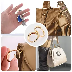 Custom Logo Zinc Alloy Gold Metal Spring Open Gate Ring O Ring All Size Available Carabiner Buckle For Handbag Hardware