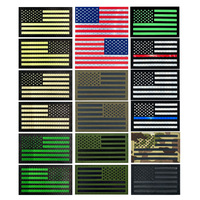 Drapeau américain en nylon réfléchissant et lumineux, découpé au laser, motif étoiles, 9 x 5 cm, pour brassard, badge ou vêtement, OEM transfrontalier