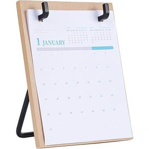 Sugikawa Wooden Desk <b>Calendar</b> Stand Table <b>Calendar</b> With Iron Support Office Desktop Decorative <b>Calendar</b> Ornament - Product Image 1