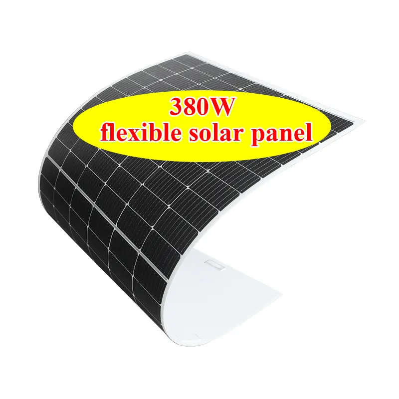 Produttori di pannelli solari flessibili da 380W In cina per camper, barche, biciclette elettriche o qualsiasi sistema di tetto a superficie irregolare