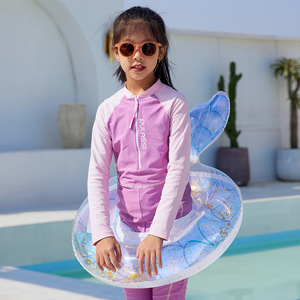 Anillo inflable de sirena para niños, para jugar en la piscina o el parque acuático, con asas y bolsillo. - Product Image 2