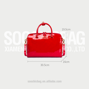 Robe <span class=keywords><strong>Soochic</strong></span> LOGO en métal personnalisé en cuir verni rouge femmes sac de bowling sac Boston sacs à main sacs à bandoulière Purses1 - Product Image 2