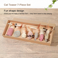 Jouets pour chat en sept pièces, écologiques, pour soulager l'ennui et stimuler les gencives, bâtonnets interactifs avec plumes de souris remplaçables