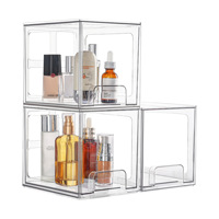 Tiroir de rangement empilable transparent en acrylique pour cuisine, médicaments, maquillage, armoire
