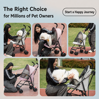 Poussette légère pour animaux de compagnie 360 °   Roues pivotantes à double frein 180 °   Poussette pliable pour chien et chat avec fenêtre panoramique en maille OEM