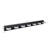 Applique murale moderne à 7 LED non dimmables pour miroir de salle de bain, corps en acier inoxydable noir, 6000K Ra85 AC100-120V