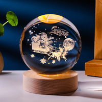 Décoration de boule de cristal de Noël, lumière nocturne 3D, boules LED, décorations de globe en verre de neige pour la maison