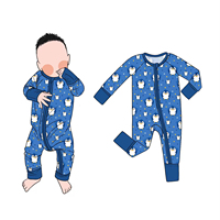 Hot verkopende jongens bamboe gekleurde geprinte baby jumpsuit met omkeerbare rits voor herfst casual wear groothandel