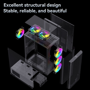 SNOWMAN casing <span class=keywords><strong>Gaming</strong></span> ATX desain baru casing <span class=keywords><strong>PC</strong></span> menara menengah kaca Tempered casing komputer Desktop efek ARGB - Product Image 6