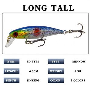 Señuelo de Pesca Minnow de 6.5cm/4.3g, Señuelo Artificial de Plástico Duro, para Pesca en Agua Dulce, Bagre, Marlín, Bacalao, Pesca en Barco, ABS - Product Image 3