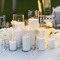 Conteneur en verre pour bougie cylindrique rond et haut de qualité supérieure, durable, avec étiquettes personnalisées pour la décoration de la maison, les mariages et Noël