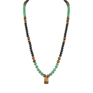 Collier pendentif carré en cristal 6mm 8mm, obsidienne noire, aventurine verte, œil de tigre, bijoux de guérison énergétique et de recharge - Product Image 1