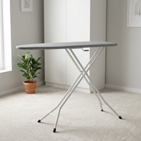 Planche pliable en acier et maille métallique avec tissu en coton 120x38cm, réglable sur 9 niveaux, pour vêtements et usage domestique en cuisine et salle de bain