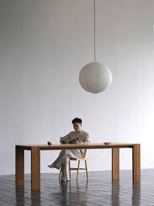 Mesa de Comedor y Escritorio de Madera Maciza Estilo Wabi-Sabi - Muebles de Comedor de Madera Natural Sencillos - Product Image 6