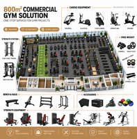 TOPTONS Ensemble complet d'équipements de gym commerciaux de 800 m² pour entraînement de force à charge libre et machines cardiovasculaires