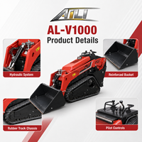 AL-V1000 Mini-chargeuse compacte sur chenilles 500 kg avec godet de 0,19 m³ pour la construction, l'agriculture et l'aménagement paysager