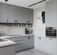 Lemari Dapur Modern Custom-Built Balom Tipe Island RTA Papan Melamin Warna Sesuai Pesanan Engsel Interior Dapur Modern