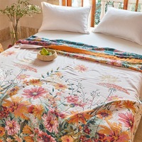 Plaid multifonctionnel en coton jacquard à motifs ethniques, teinture réactive, avec pompons, pour canapé, bureau, ou comme châle de sieste