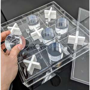 <span class=keywords><strong>Deluxe</strong></span> Frosted Acrylic Tic Tac Toe Set Với Bảng Rõ Ràng 3D Luxe Crystal Board Game Với In Lụa Logo - Product Image 3