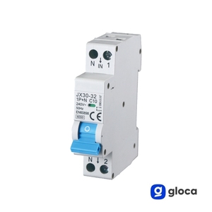 Gloca เบรกเกอร์ JX30 1P + N C10 10A 240V 50Hz DIN MOUNT EN60898 6000A - Product Image 3