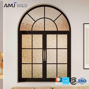 Ventana Abatible para Patio Exterior, Pintura de Fluorocarbono, Marco de Aluminio, Doble Vidrio Templado, Ventana de Doble Hoja con Arco - Product Image 2