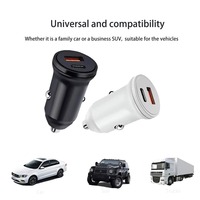 Pengisi daya ponsel di mobil 30W QC3.0 PD, Adaptor pengisi daya untuk ponsel, colokan rokok port ganda Universal