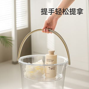 FaSoLa Transparent <b>Bucket</b> <b>With</b> <b>Lid</b> 6-10L Thickened For Home Laundry Foot Bath Student Dorm Use - Product Image 4